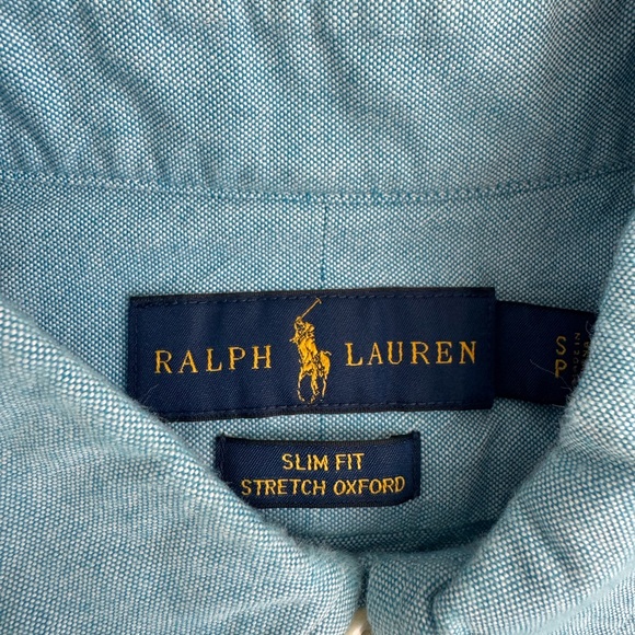 Ralph Lauren Blue Slim Fit Button Down Oxford Shirt - Picture 3 of 3